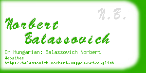 norbert balassovich business card